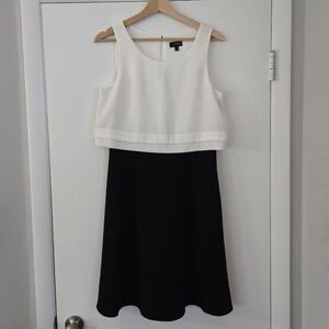 The Limited Black And White Double Layer Flowy Dress Size 4 Tall